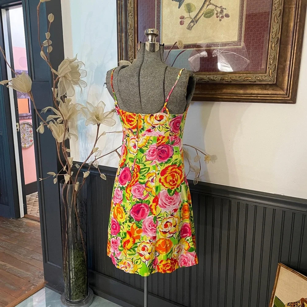 Jams World Vibrant Floral Sundress Slip Mini Dress Made in Hawaii - Sz XS 🧡🎀 - Picture 7 of 13